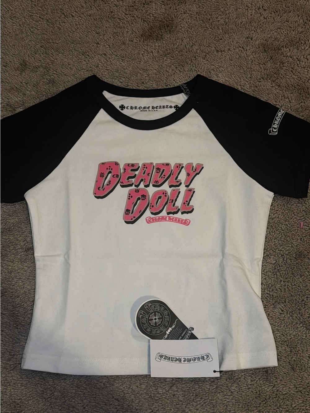 Chrome Hearts X "Deadly Doll" Raglan Tee - White & Black